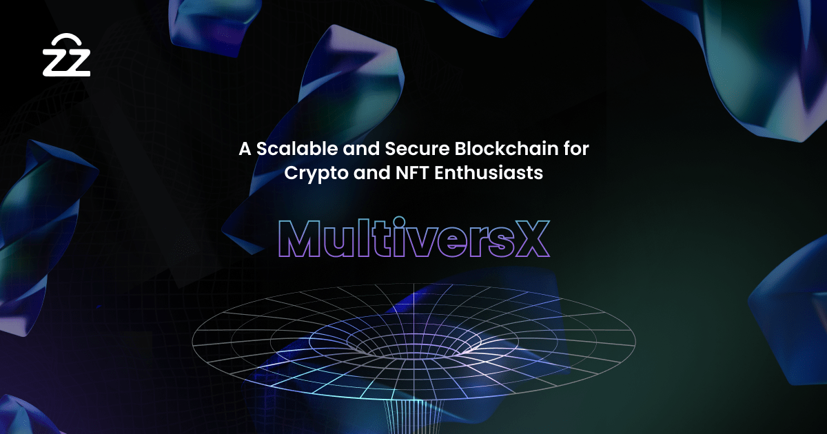 MultiversX (EGLD) blockchain network graphic in a vibrant blue color, symbolizing speed, security, and innovation.